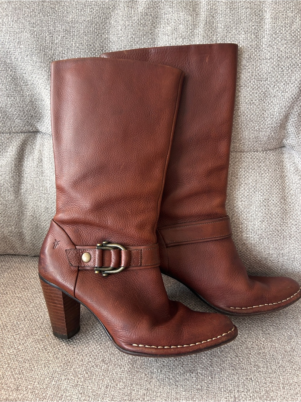 Frye Catherine Brown Leather Harness Boots 7.5